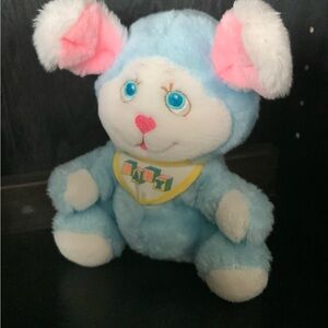 American Greetings Amtoy VTG Baby Soft Touch 1983 Blue Bunny Plush Musical Box